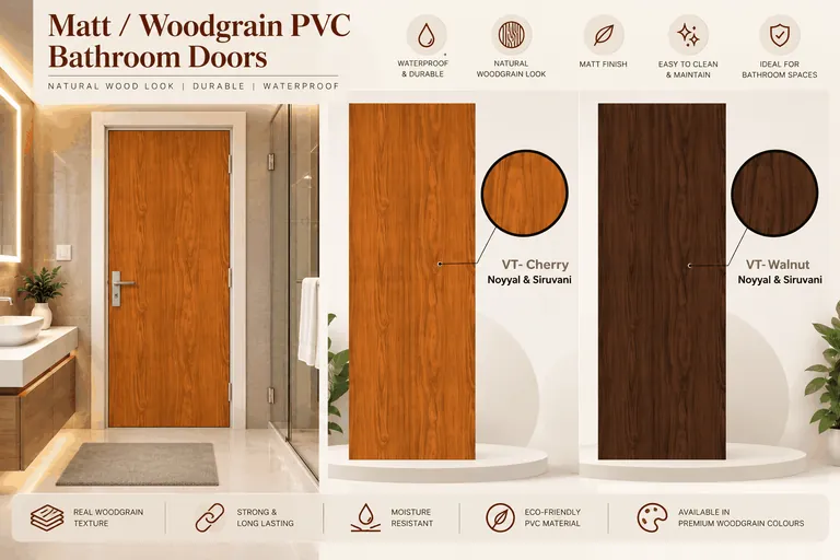 Matt & Woodgrain PVC Bathroom Doors: doors catalogue image from Chennai Traders